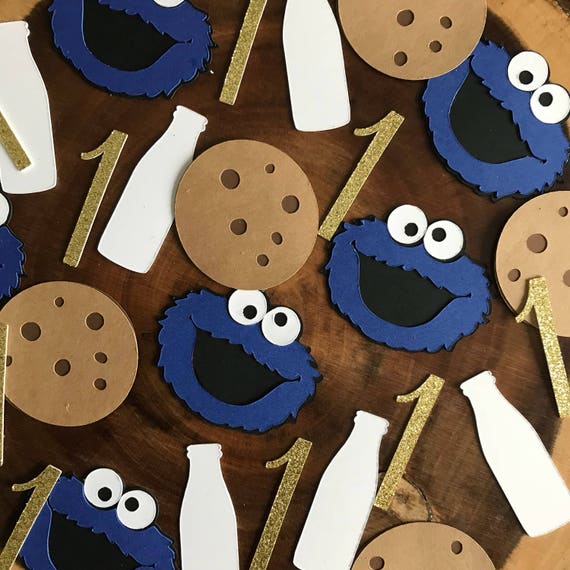 Large Cookie Monster Confetti Sesame Street Theme Cookie Etsy