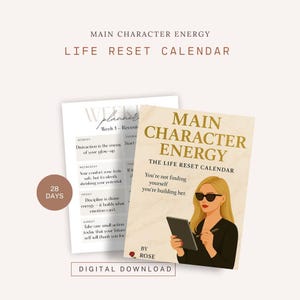 Main Character Energy | Life Reset Planner | 28 Day Challenge | Glow Up Journal | Habit Tracker | Self Discipline PDF