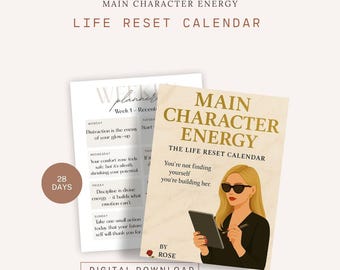 Main Character Energy | Life Reset Planner | 28 Day Challenge | Glow Up Journal | Habit Tracker | Self Discipline PDF