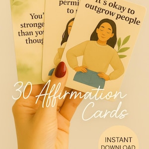 Affirmation Cards – Printable Tarot-Style Deck | Self Love, Healing & Positive Mindset | Digital Download | Positive Quote  | Flash Cards