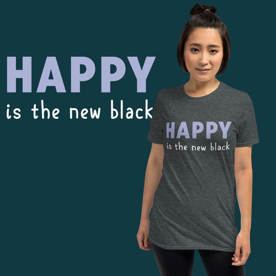 The Happiness Is Have My T-Shirt - Black Star Design, White Cotton Tee For Men