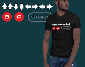 T-shirt Cheat Code | Chemise unisexe | Konomi Codes Chemise | Nintendo Cheat Codes | Codes de droite gauche | Bouton Smasher | Jeux Hark Shirt