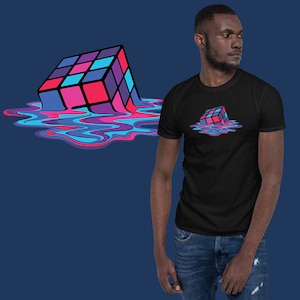 Melting Rubik&#39;s Cube T-Shirt | Unisex T-Shirt | Rubik’s Cube | Melting Rubik | Geek Shirt | Rubik’s Cube Gift | Rubik’s Clothing | Custom
