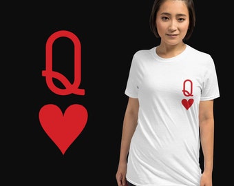 Hartenkoningin T-shirt | Unisex T-shirt | Shirt van speelkaarten | De Hartenkoningin | Poker card shirt | Queen-shirt | Valentijnsshirt