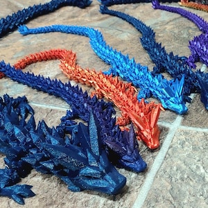 3d printed crystal dragon, articulated dragon figure
