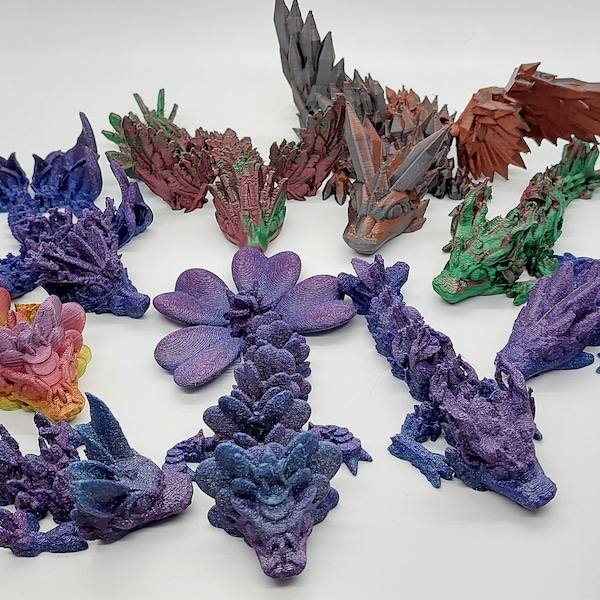 Articulated Flexi TADLING Crystal-rose Dragon, Fidget Toy, Desk Decoration, Dragon Decoration, Dragon Cosplay,