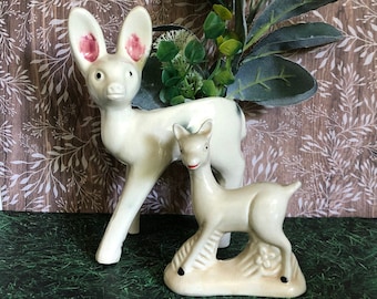 Charming Vintage Mid-Century Ceramic Deer Planter and Figurine