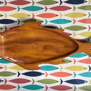 Vintage Mid-Century Wooden Fish Serving Platter/Wall Art