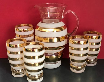 Dark Amber Faceted Glass Tumblers, Set of Five - Etsy