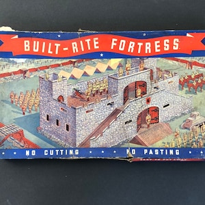 Vintage “Fortaleza de Rito Construído”, brinquedo modelo de castelo de papelão