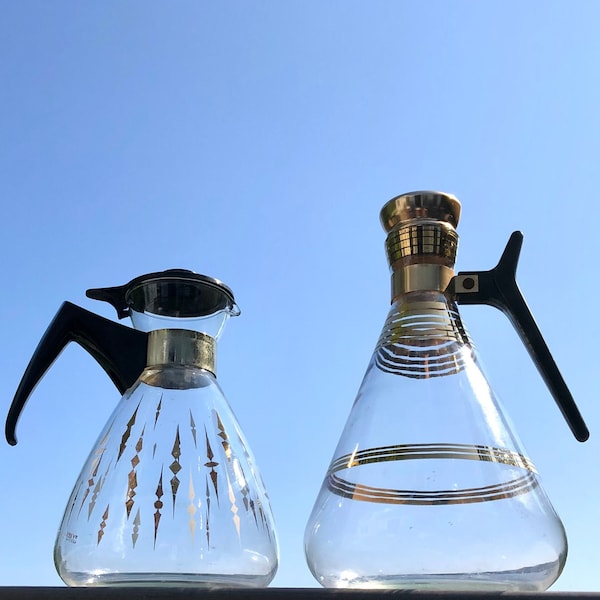 Atomic Age Coffee Carafes, Great 1950s and 60s Glass Coffee Carafes, Pyrex and Inland Glass, Your Choice