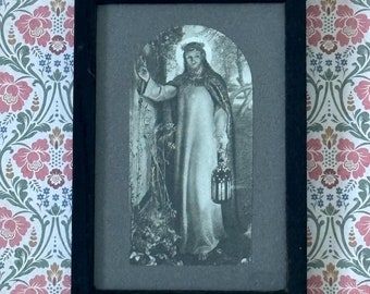 Vintage Framed Sepia Print, “The Light of the World,” by Holman Hunt