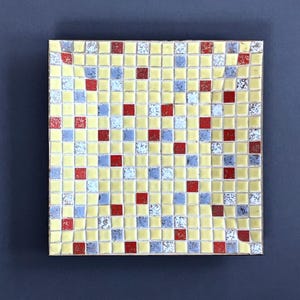 Vintage MCM Tiled Mosaic Metal Dish