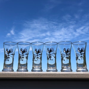Mid-Century Libbey Weathervane Double Shot Glasses, Set of Six