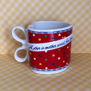 Vintage Heart Shaped Mother Mug with Bow Handle