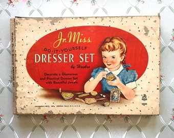 Vintage Jr. Miss Do-It-Yourself Dresser Set, 1950s, by Hasbro