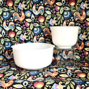 Vintage Glasbake Sunbeam Mixer Bowls, Ovenproof Milk Glass, Set of Two