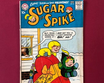 Vintage serietidning med alla hjärtans dag-motivet "Sugar and Spike", DC Comics nr 33, 1961