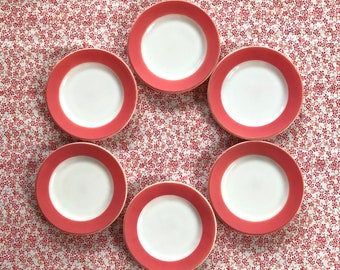 Vintage PYREX Flamingo Coral dessertborden, set van zes uit de jaren 50