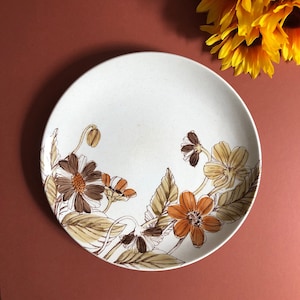 Vintage Groovy Mayon Ceramics Autumn Flowers Ironstone Dinner Plate
