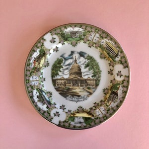 Vintage Washington D.C. Souvenir Plate with Cherry Blossoms