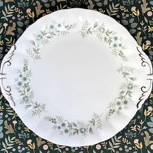 Vintage Paragon China “Debutante” Cake Plate, Pale Blue Flowers and Ferns