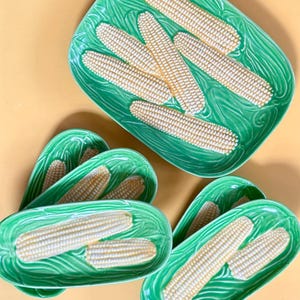 Mid-Century Corn Serving Set: Platter and Dishes, Japan 1950s