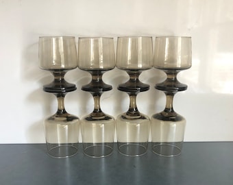 MCM Smoky Tawny Accent Libbey Glasses, Water/Wine, and On-the-Rocks Sets of Four--Your Choice!