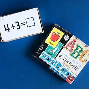 Vintage Mid-Century Flashcards, For Learning or Upcycling, ABC and Arithmetic, Two Sets