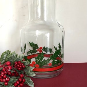 Vintage Libbey Glass Company “Holly & Berries” Glass Carafe