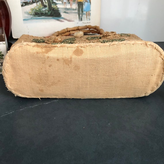 Vintage Straw Purse with Faux Bamboo Handles - image 7