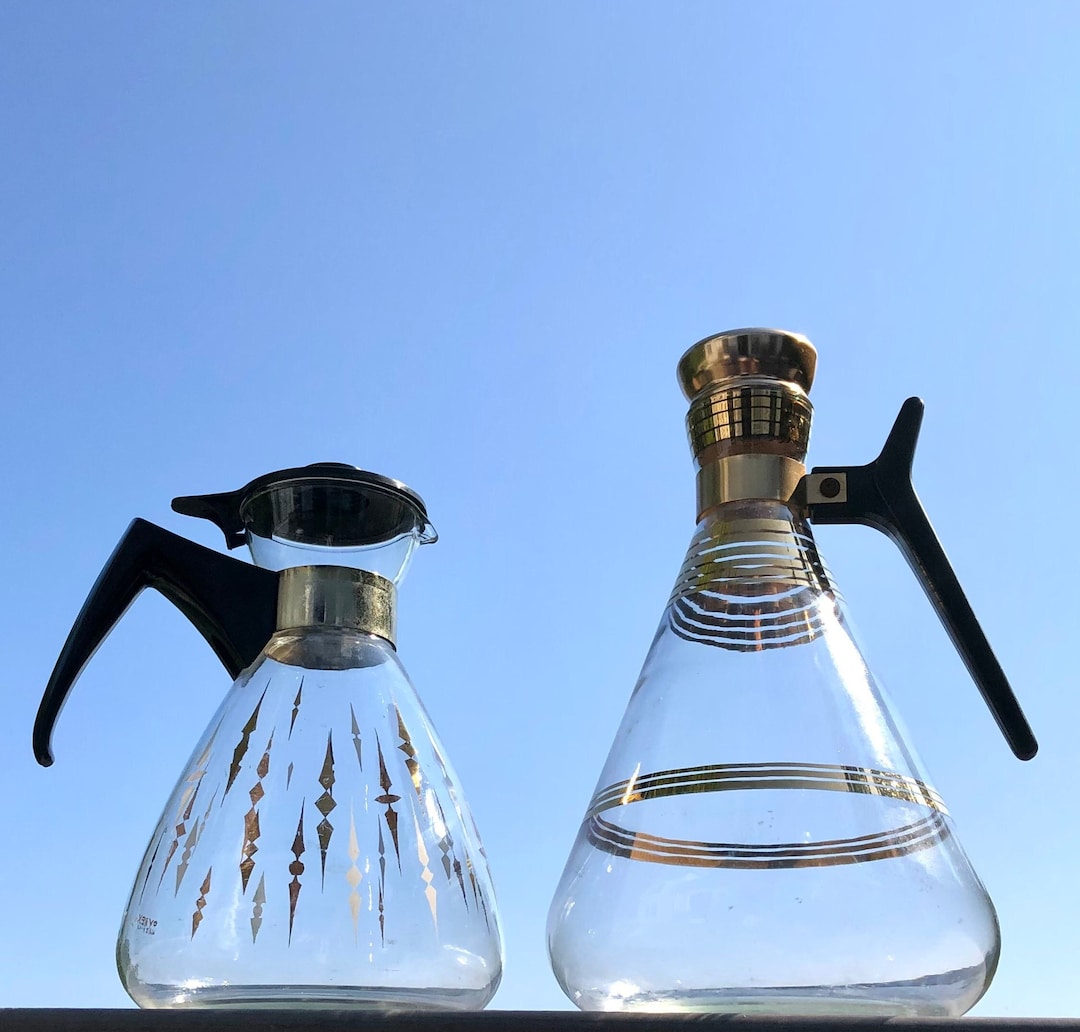 Atomic Age Coffee Carafes, Great 1950s and 60s Glass Coffee Carafes