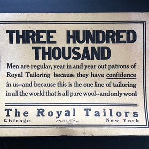 Vintage Men’s Tailor Advertising Sign, The Royal Tailors, circa 1910