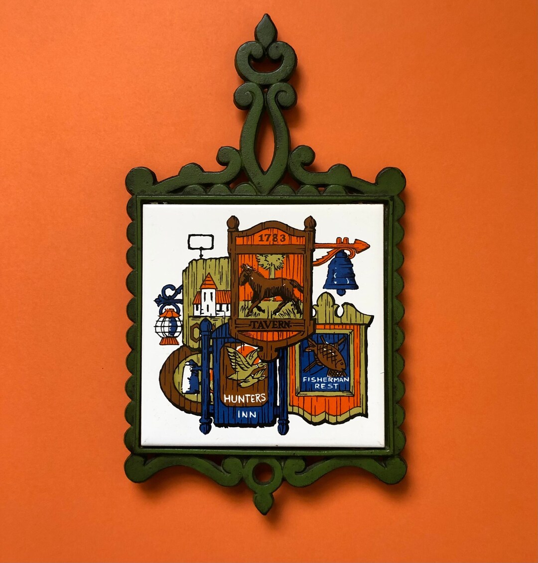 Colonial Sign Frame Vintage Colonial Inn Signs Tile Trivet in Cast Iron Frame - Etsy