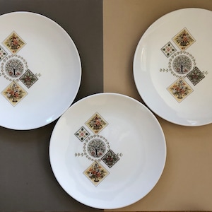 Stylish Vintage Taylor, Smith, Taylor Mid-Century “Spring Bouquet” Plates, Set of Three