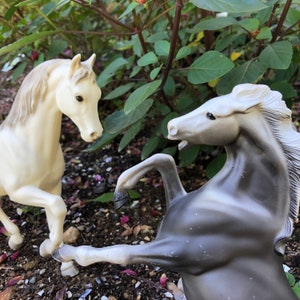 Pair of Vintage Hard Plastic Mid-Century Toy Horses, Breyer and “Diamond P”