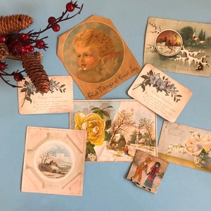 Antique Victorian Trading Cards and Scraps, Ideal for Collage Art and Journaling, Christmas Themed--Original Ephemera, Not Reproductions!