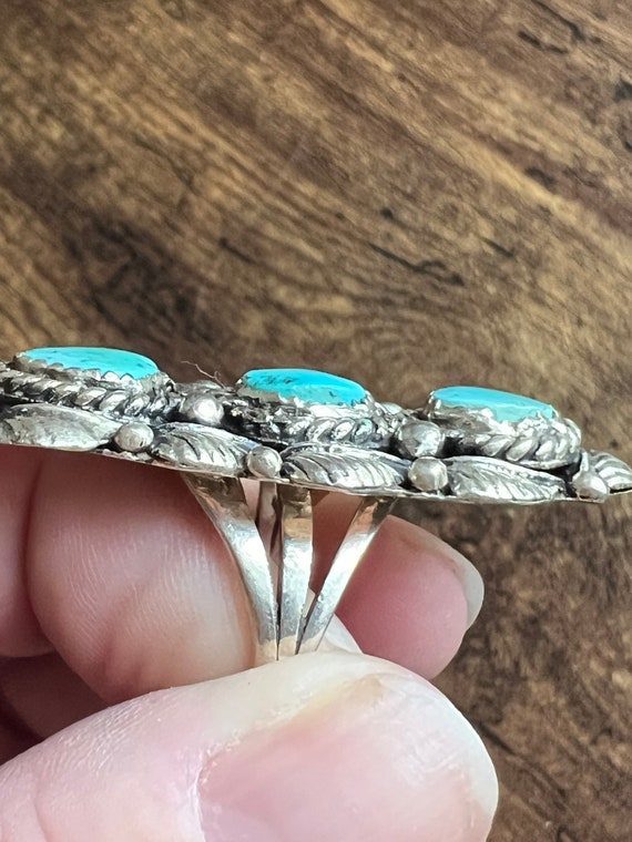 Turquoise 3 stone ring - image 8