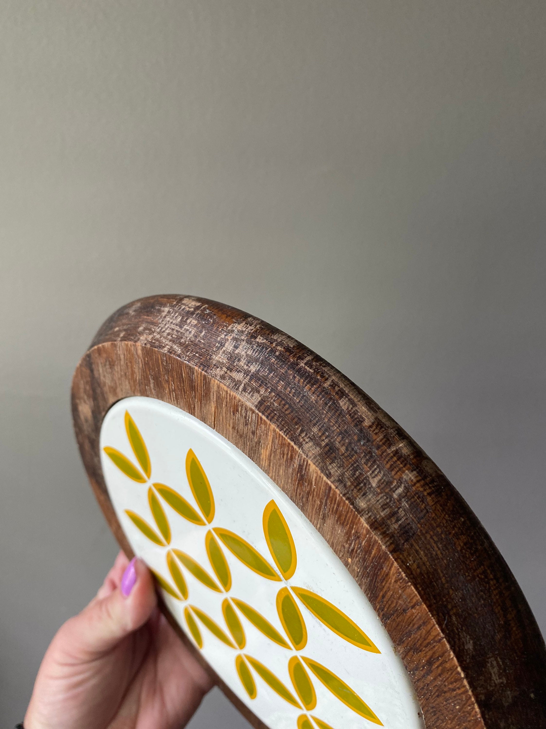 Vintage wood trivet Etsy