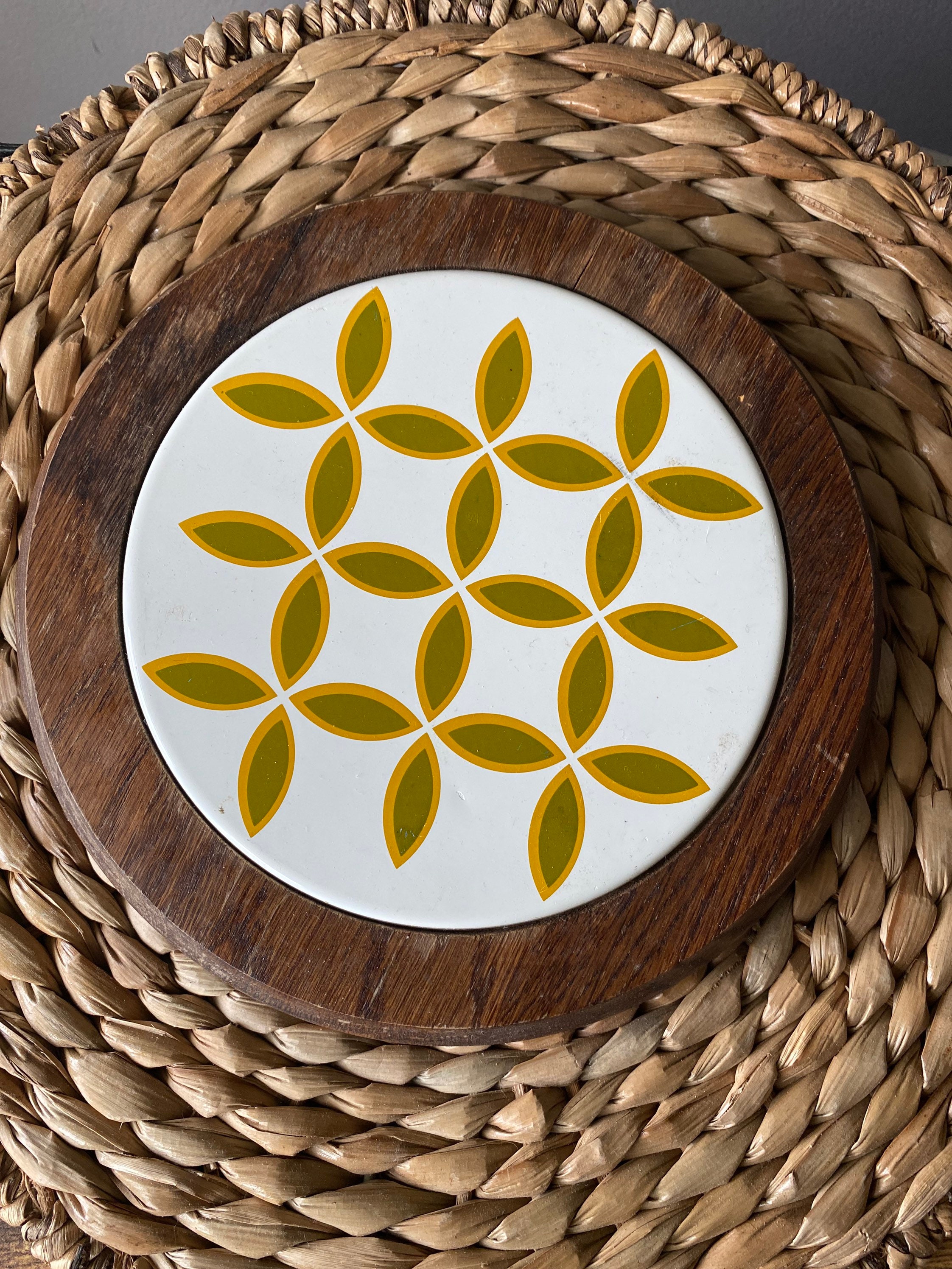 Vintage wood trivet Etsy