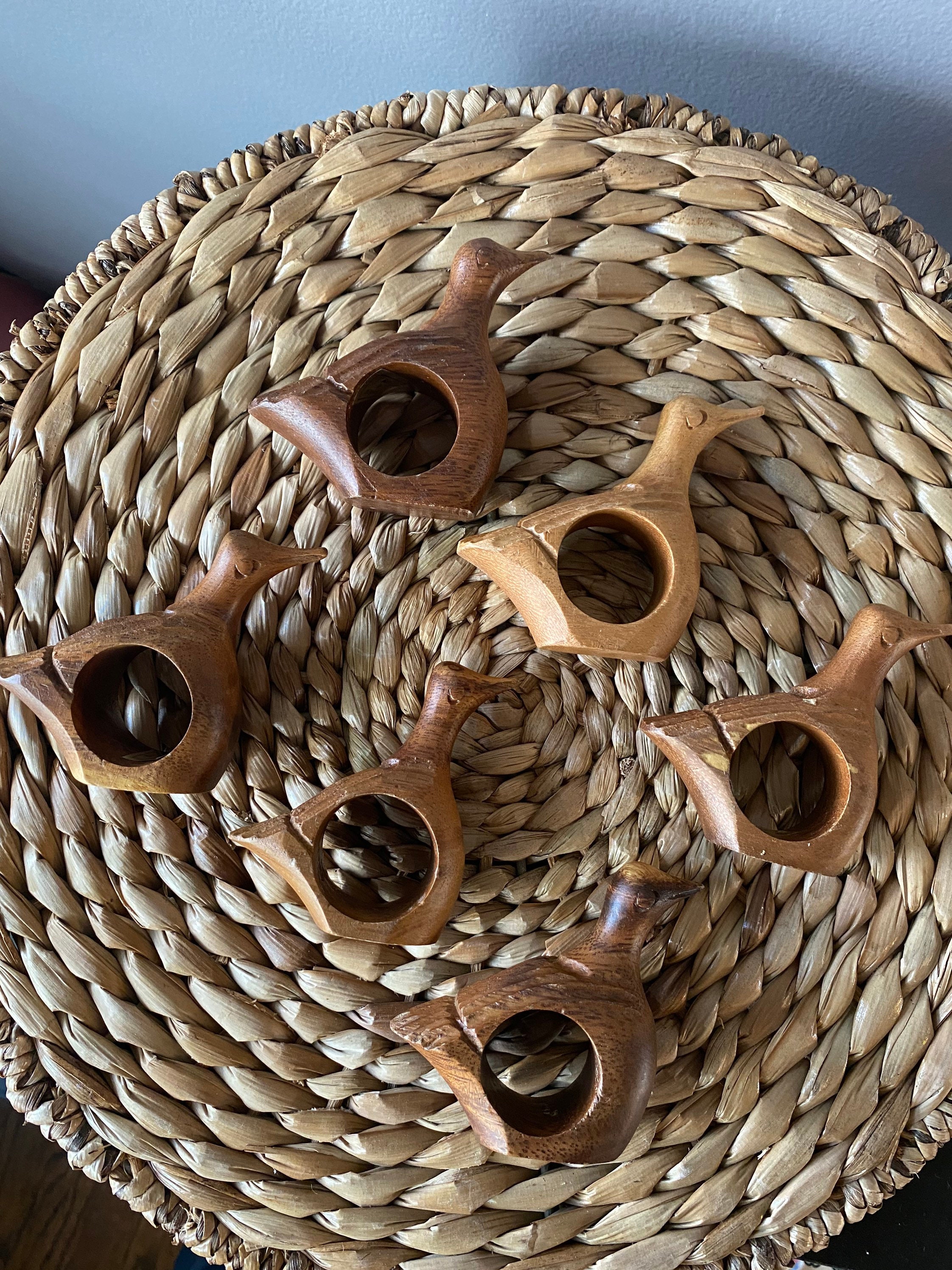 Set of 6 wooden bird napkin rings Etsy