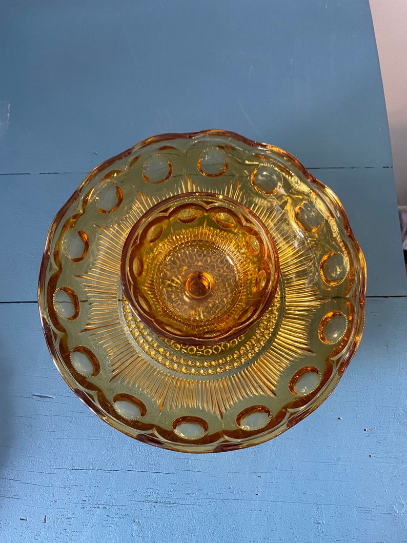 Vintage Amber Glass Chip and Dip Serving Bowl Etsy