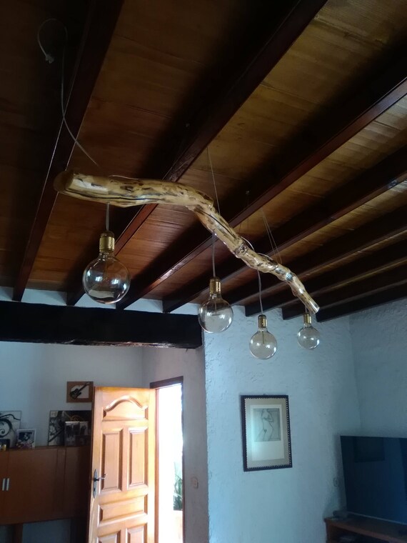 techo de madera de tratado Lámpara de tronco xQsCthBrd