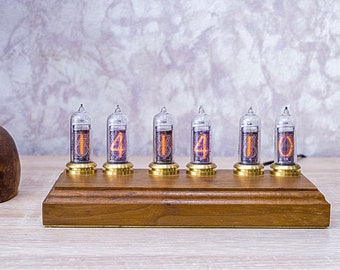 Handmade Nixie clock with IN-14 tubes made from American Walnut | Oak | Sapele