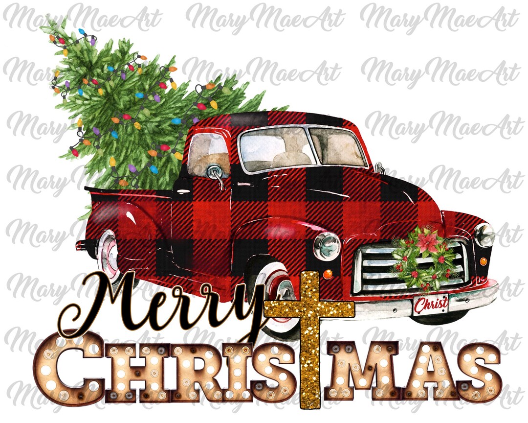 Merry Christmas Vintage Plaid Truck 2, Sublimation Png File/digital ...