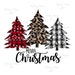 Plaid Leopard Christmas Trees, Merry Christmas with lights Sublimation Transfer, Ready to Press 
