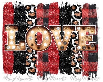 Amor, pinceladas de leopardo vermelho, arquivo png de sublimação / arquivo digital