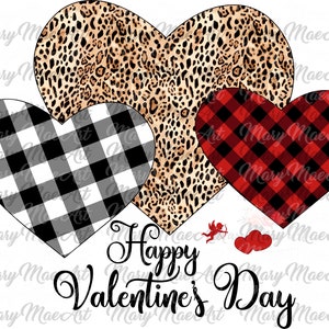 Happy Valentine es Day Leopard Plaid - Sublimation png Datei, Digitaler Download