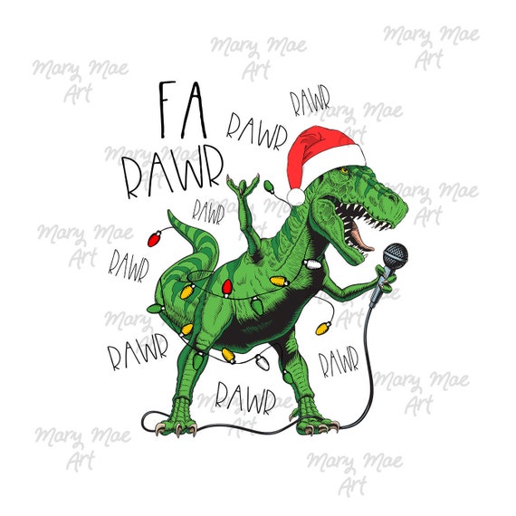 Christmas Singing Dinosaur Rawr Sublimation Transfer, Ready to press