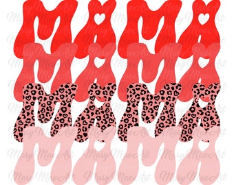 Mama Leopard, Valentine PNG, Valentine Digital Download, Valentine Digital Design, Valentine Sublimation PNG File, Retro Digital
